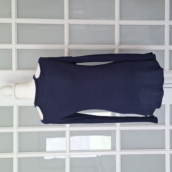 Chaser Dark Blue Cutout Waffle Knit Tee - Picture 4 of 13